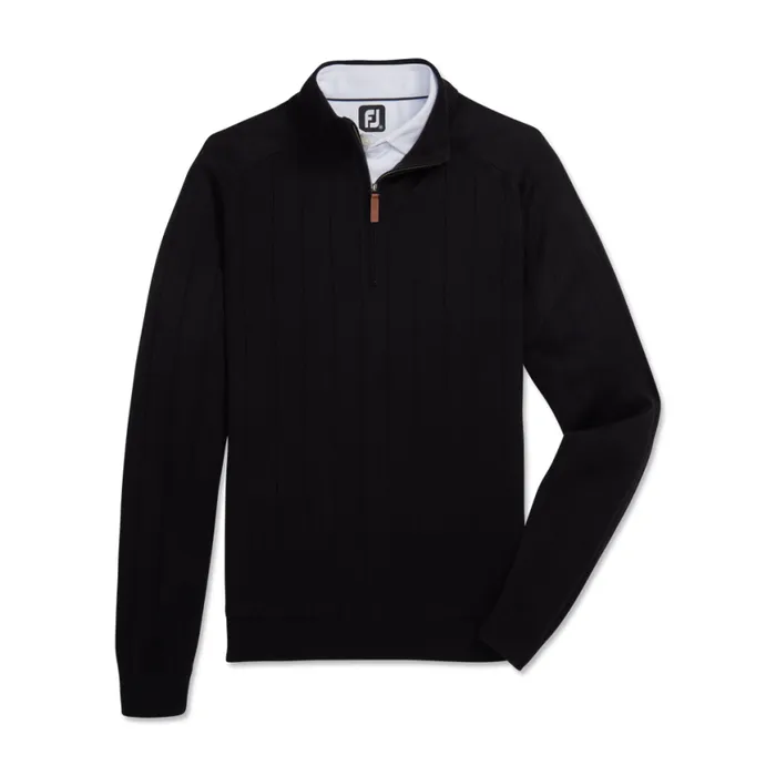 Men FootJoy Base MidLayers Drop Needle Lined Sweater Black