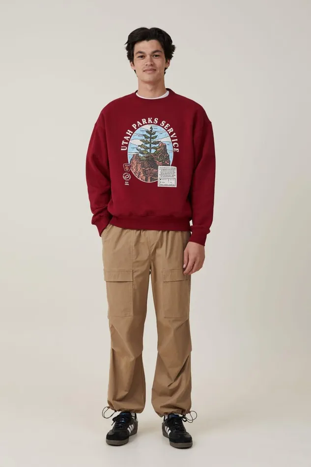 Men Graphic TShirts Cotton On Oversized Graphic Sweater Crimson Landscapes Men Graphic TShirts Cotton On Oversized Graphic Sweater Crimson Landscapes
