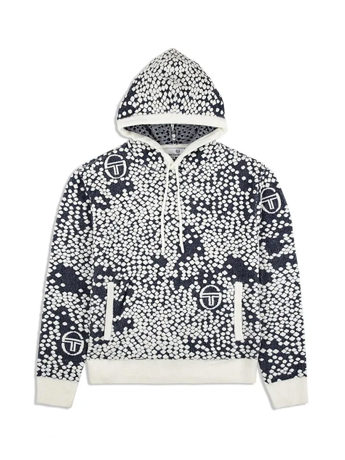Men Knitwear Sergio Tacchini Astratta Jacquard Hoodie Maritime Blue