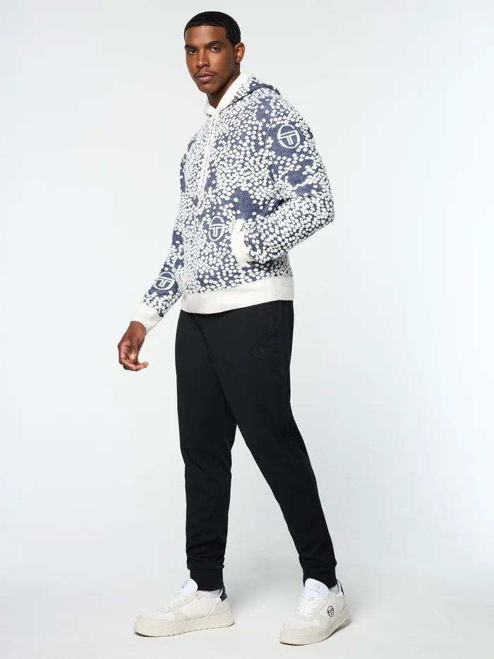 Men Knitwear Sergio Tacchini Astratta Jacquard Hoodie Maritime Blue
