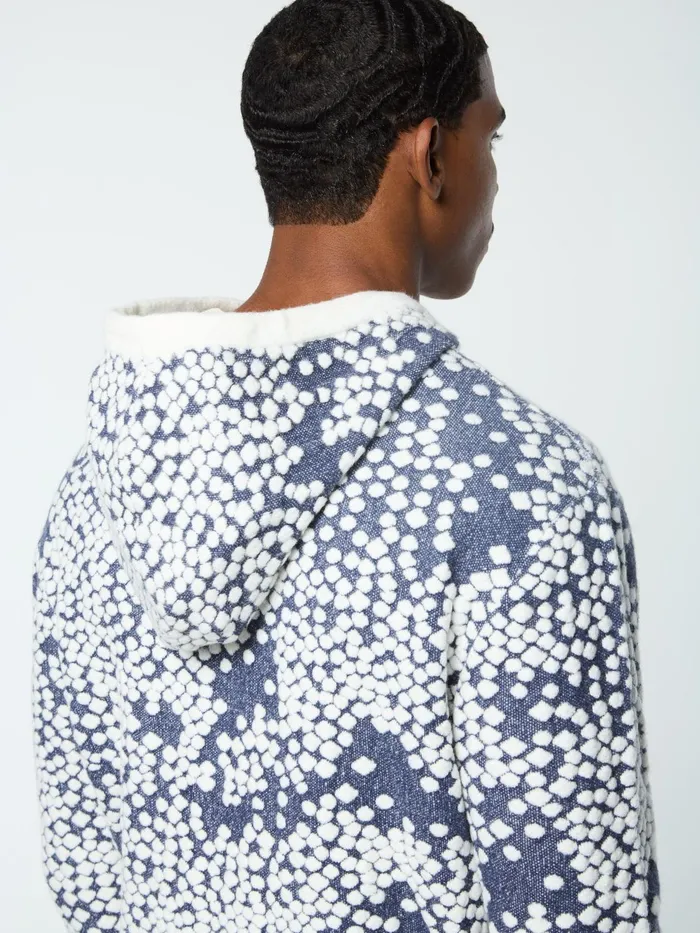 Men Knitwear Sergio Tacchini Astratta Jacquard Hoodie Maritime Blue