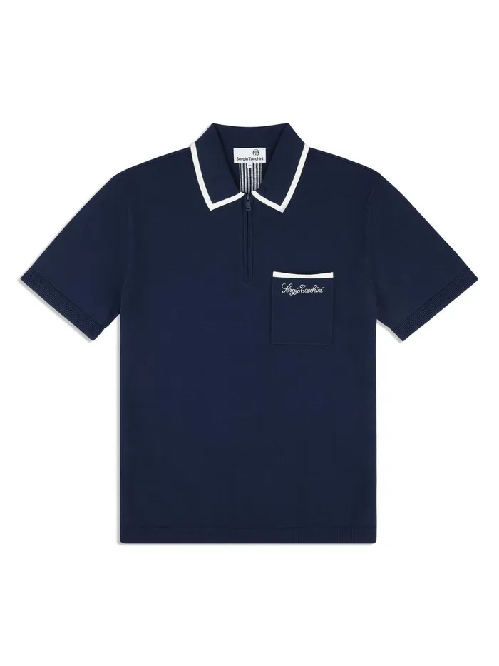 Men Knitwear Sergio Tacchini Enzo Knit Polo Maritime Blue