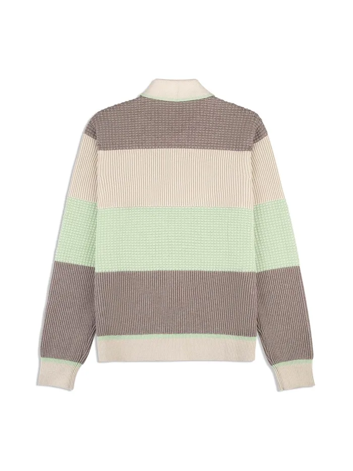 Men Knitwear Sergio Tacchini Enzo Striped Track Jacket Taupe Grey