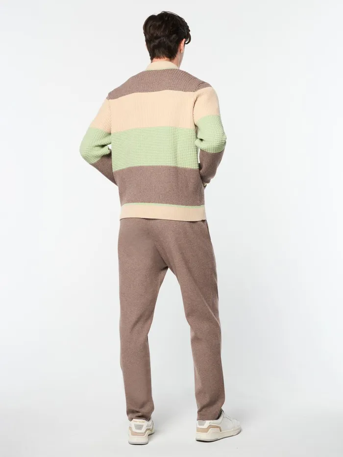 Men Knitwear Sergio Tacchini Enzo Striped Track Jacket Taupe Grey