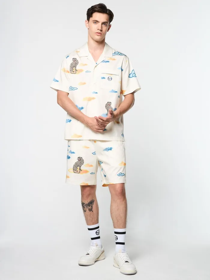 Men Matching Separates Sergio Tacchini Nuvola Tencel Cabana Shirt Gardenia