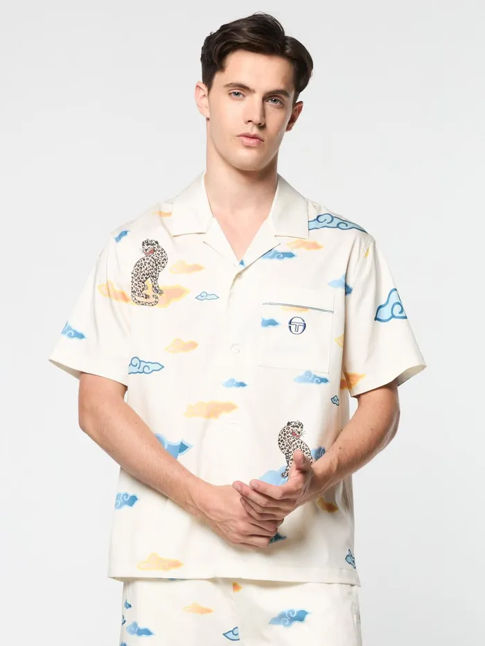 Men Matching Separates Sergio Tacchini Nuvola Tencel Cabana Shirt Gardenia