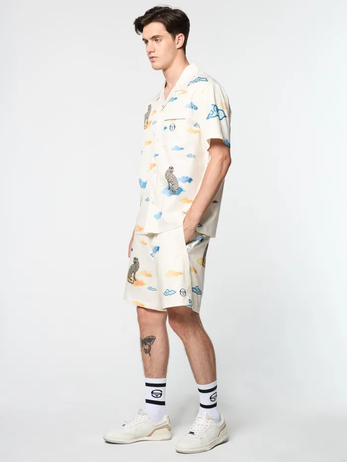 Men Matching Separates Sergio Tacchini Nuvola Tencel Cabana Shirt Gardenia