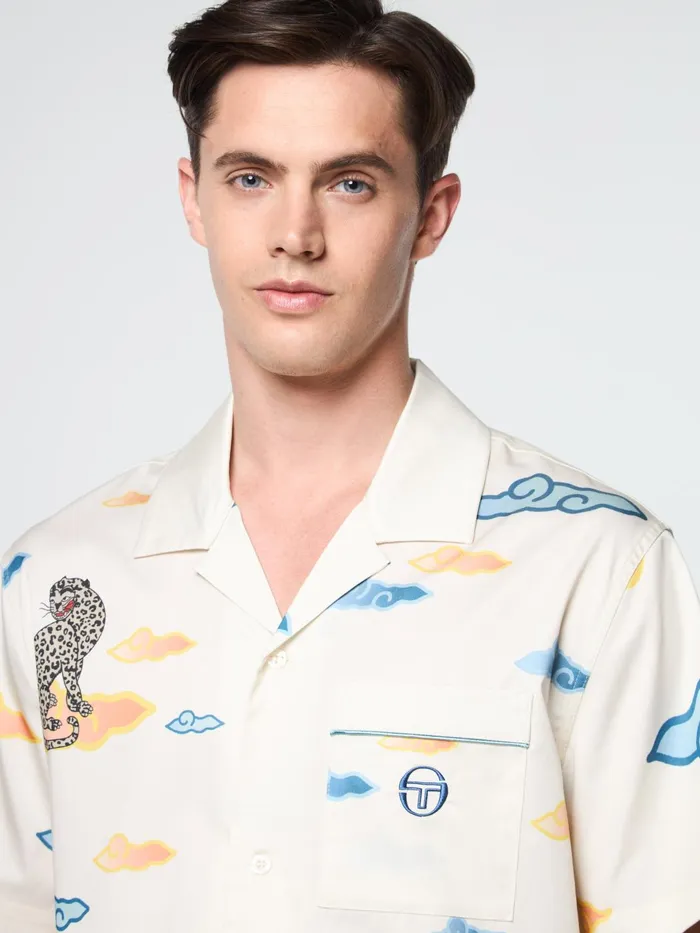 Men Matching Separates Sergio Tacchini Nuvola Tencel Cabana Shirt Gardenia