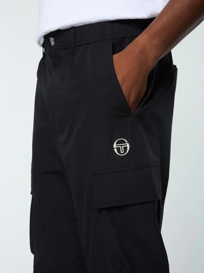 Men Nylon Sergio Tacchini Carico Cargo Pant Black Beauty