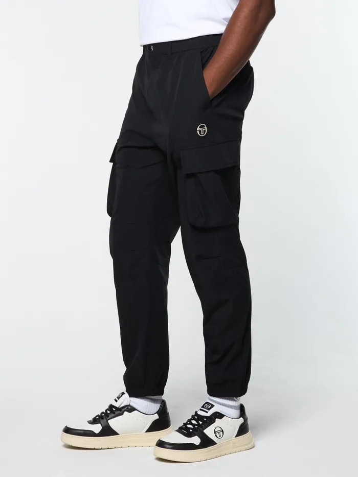 Men Nylon Sergio Tacchini Carico Cargo Pant Black Beauty