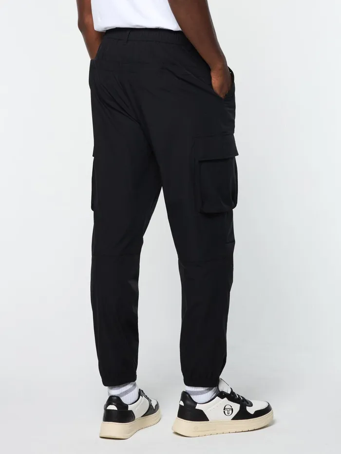 Men Nylon Sergio Tacchini Carico Cargo Pant Black Beauty