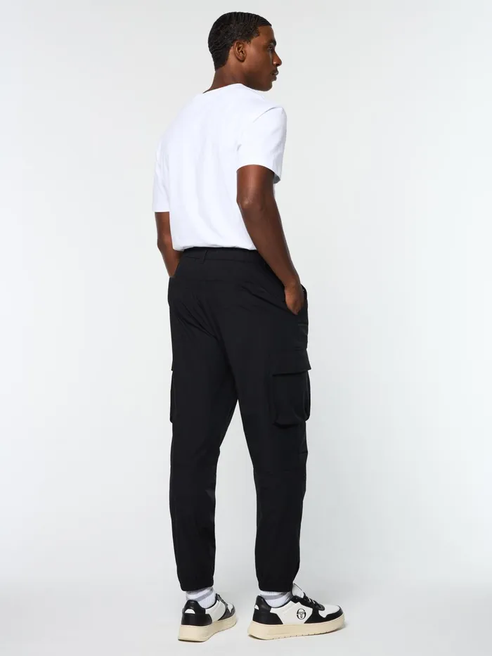 Men Nylon Sergio Tacchini Carico Cargo Pant Black Beauty