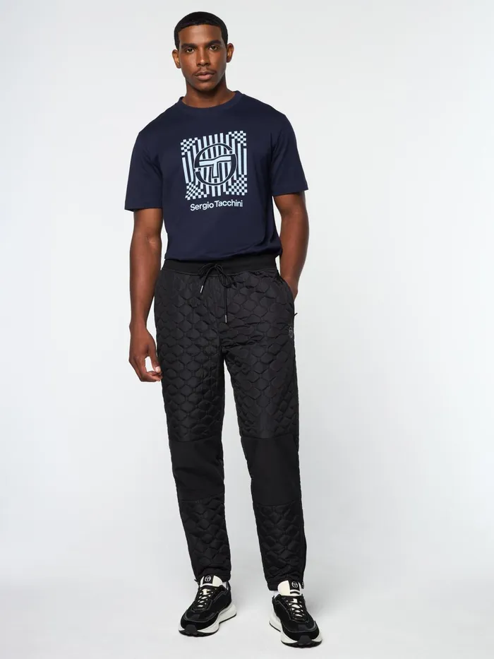 Men Nylon Sergio Tacchini Sapri Quilted Track Pant Black Beauty