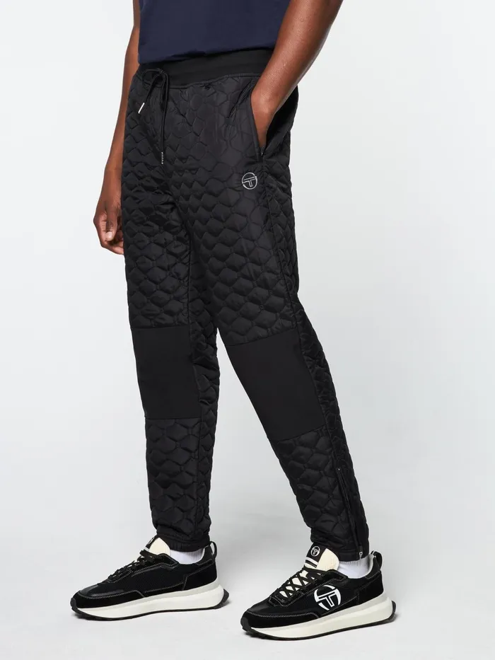 Men Nylon Sergio Tacchini Sapri Quilted Track Pant Black Beauty