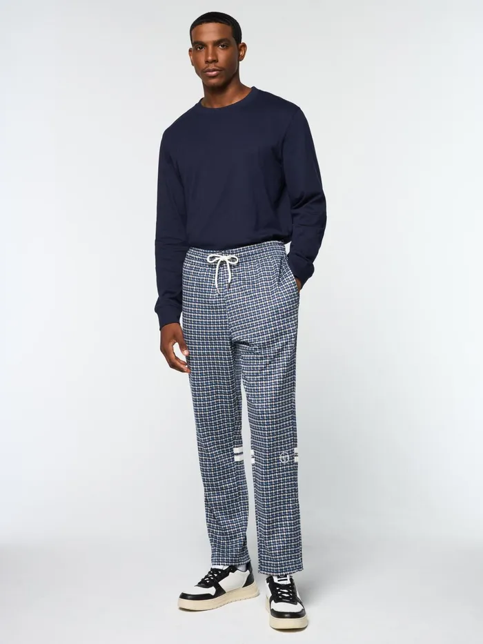 Men Pants And Sweatpants Sergio Tacchini Dallas Houndstooth Track Pant Maritime Blue