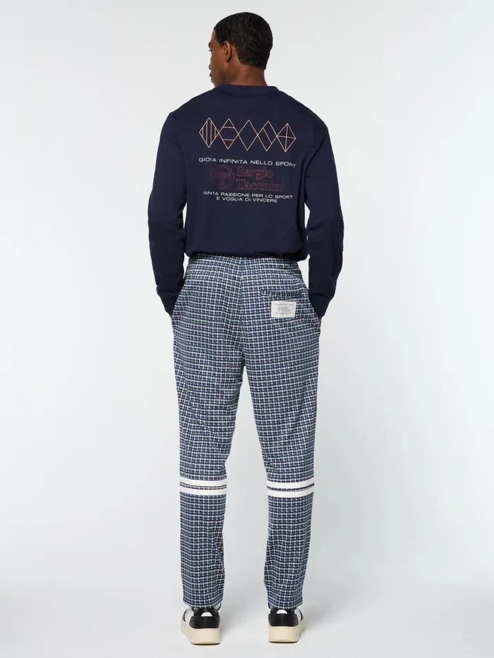 Men Pants And Sweatpants Sergio Tacchini Dallas Houndstooth Track Pant Maritime Blue