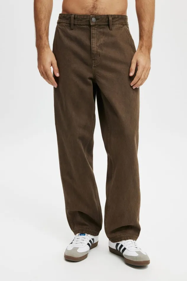 Men Pants Cotton On Baggy Jean Worker Chocolate Men Pants Cotton On Baggy Jean Worker Chocolate