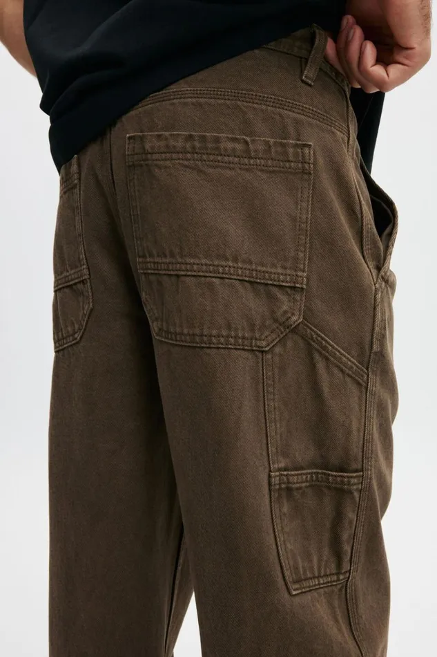 Men Pants Cotton On Baggy Jean Worker Chocolate Men Pants Cotton On Baggy Jean Worker Chocolate