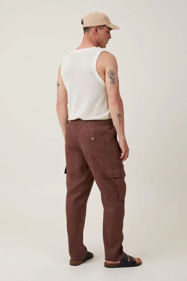 Men Pants Cotton On Cargo Linen Pant Chocolate Cargo