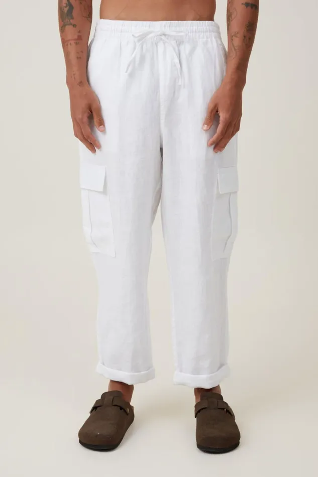 Men Pants Cotton On Cargo Linen Pant White Cargo