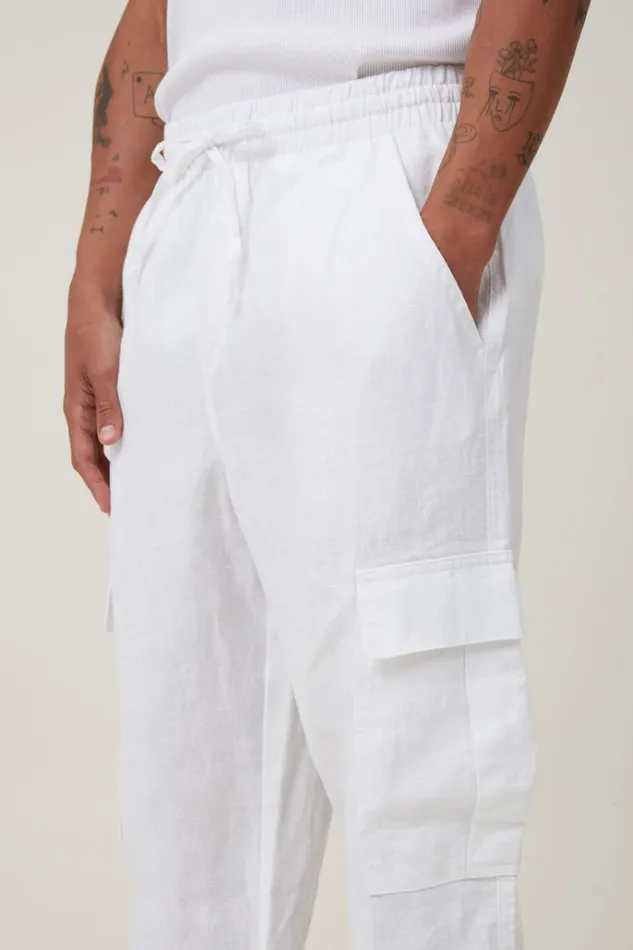 Men Pants Cotton On Cargo Linen Pant White Cargo