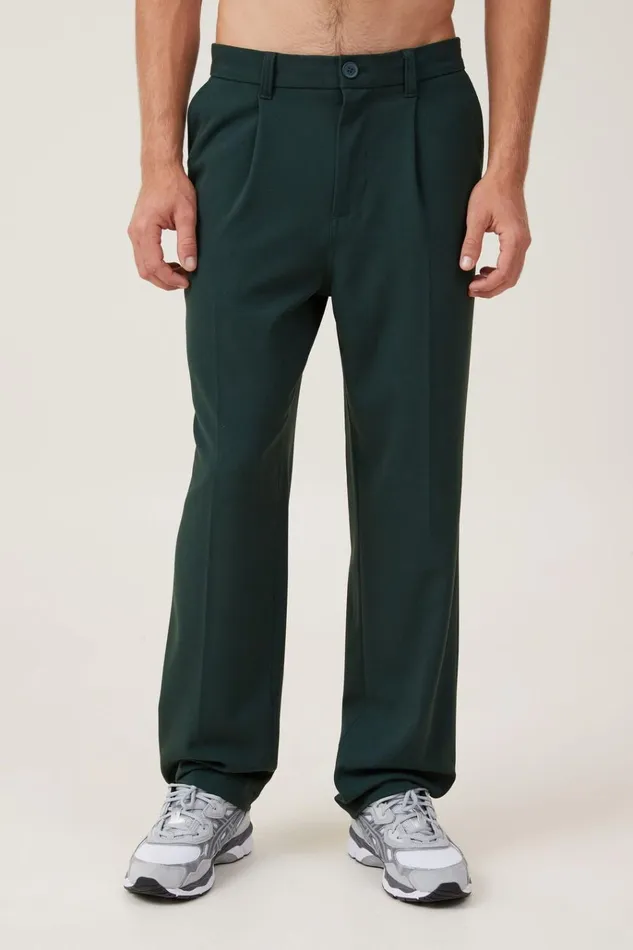 Men Pants Cotton On Relaxed Pleated Pant Deep Teal