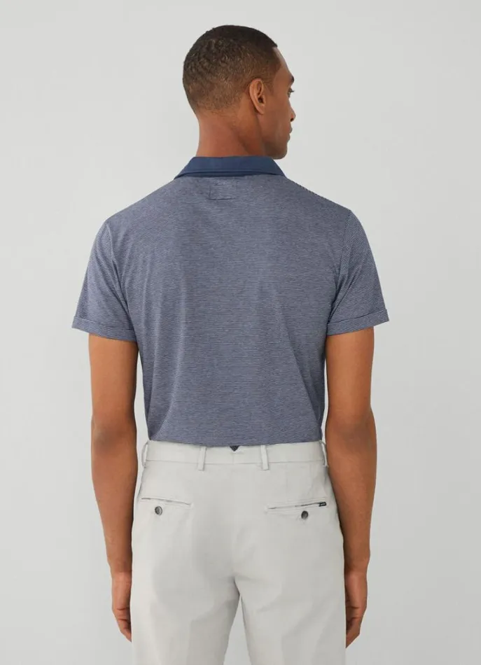 Men Polo Shirts Hackett London Classic Fit Striped Polo Navy