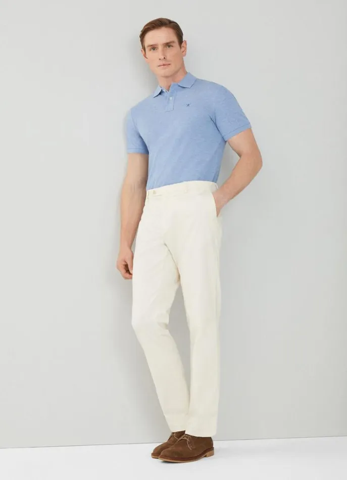 Men Polo Shirts Hackett London Slim Fit Pique Polo Shirt Chambray Blue