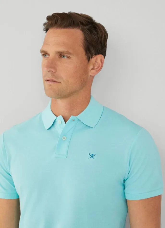 Men Polo Shirts Hackett London Slim Fit Pique Polo Shirt Pool Blue