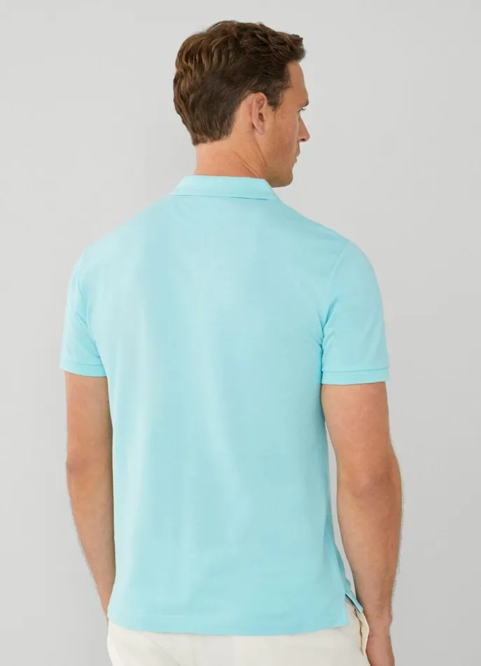 Men Polo Shirts Hackett London Slim Fit Pique Polo Shirt Pool Blue