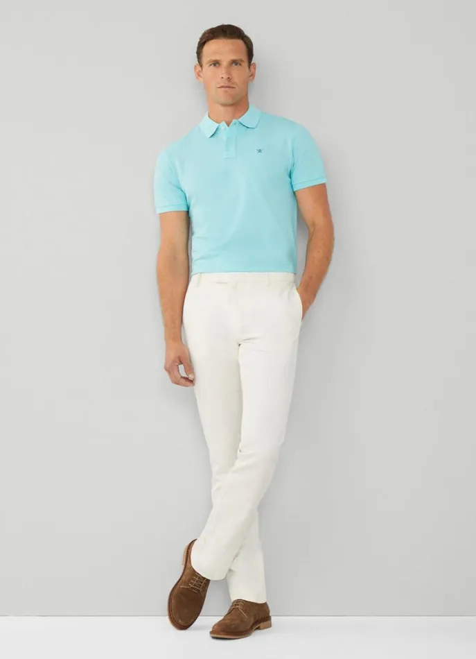 Men Polo Shirts Hackett London Slim Fit Pique Polo Shirt Pool Blue