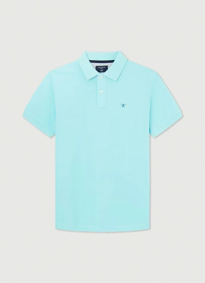 Men Polo Shirts Hackett London Slim Fit Pique Polo Shirt Pool Blue