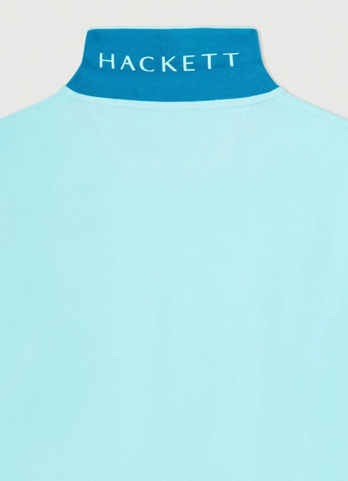 Men Polo Shirts Hackett London Slim Fit Pique Polo Shirt Pool Blue