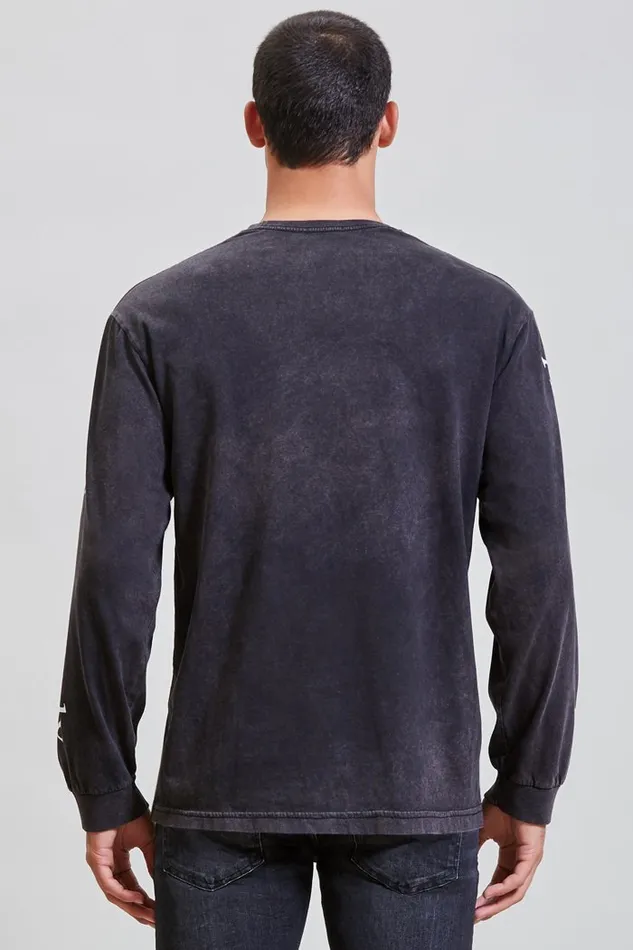 Men R13 Absofuckinglutely Long Sleeve Tee 8211 Acid Black TShirts