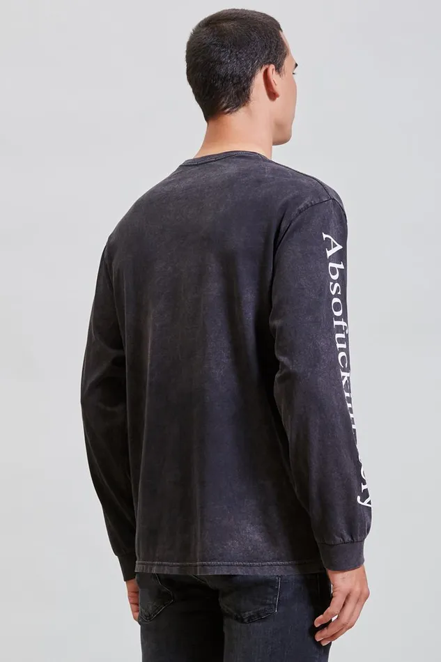 Men R13 Absofuckinglutely Long Sleeve Tee 8211 Acid Black TShirts