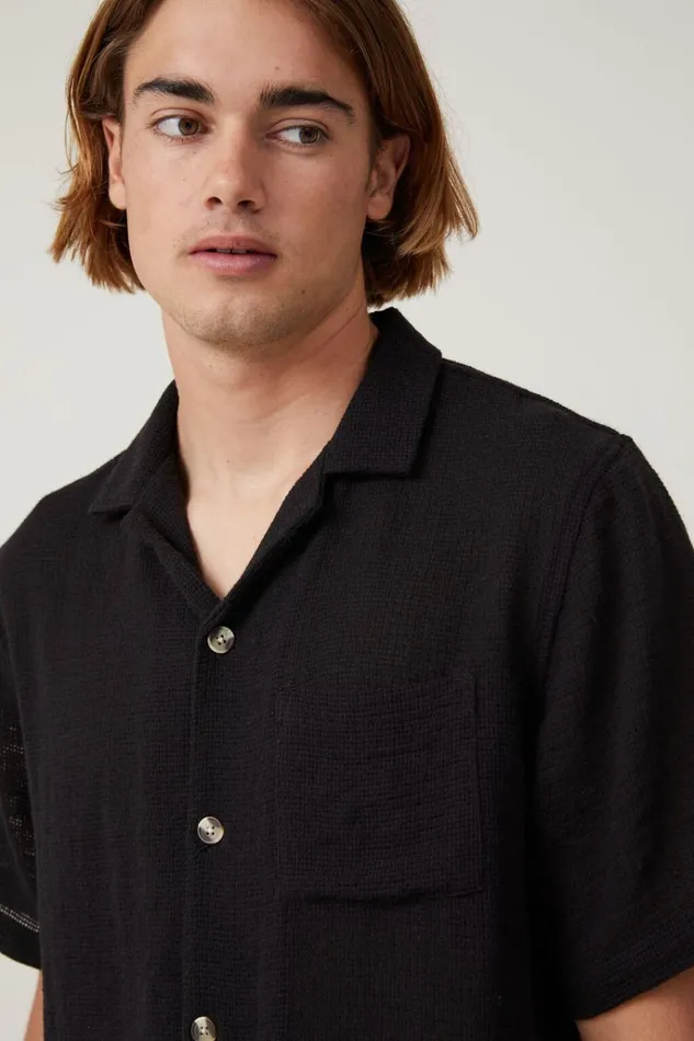 Men Shirts and Polos Cotton On Palma Short Sleeve Shirt Washed Black Men Shirts and Polos Cotton On Palma Short Sleeve Shirt Washed Black