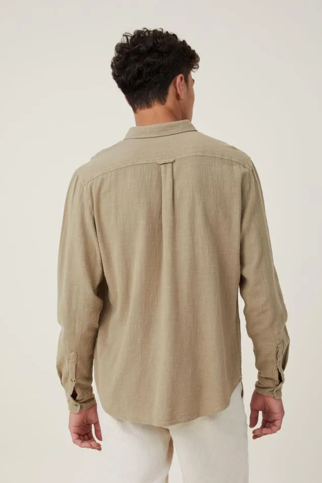 Men Shirts and Polos Cotton On Portland Long Sleeve Shirt Moss Cheesecloth Men Shirts and Polos Cotton On Portland Long Sleeve Shirt Moss Cheesecloth