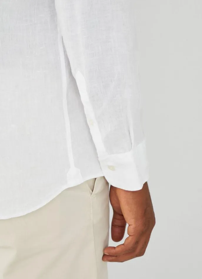 Men Shirts Hackett London Slim Fit Linen Shirt White