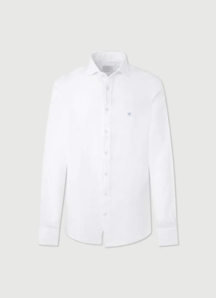 Men Shirts Hackett London Slim Fit Linen Shirt White