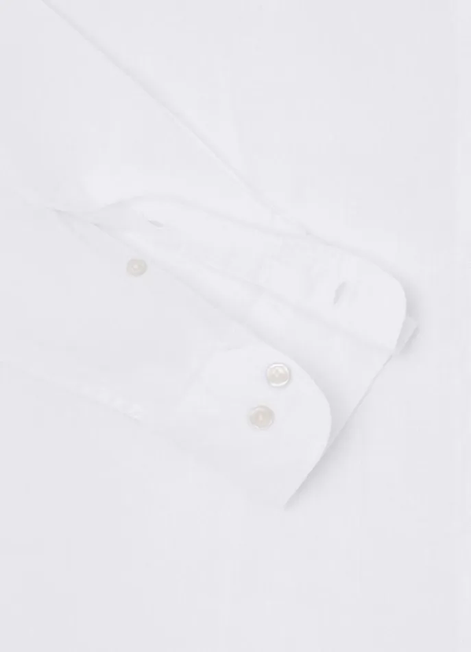 Men Shirts Hackett London Slim Fit Linen Shirt White