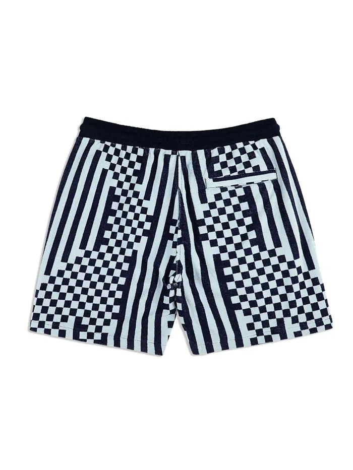 Men Shorts And Swim Sergio Tacchini Piastrella Terry Cabana Short Maritime Blue