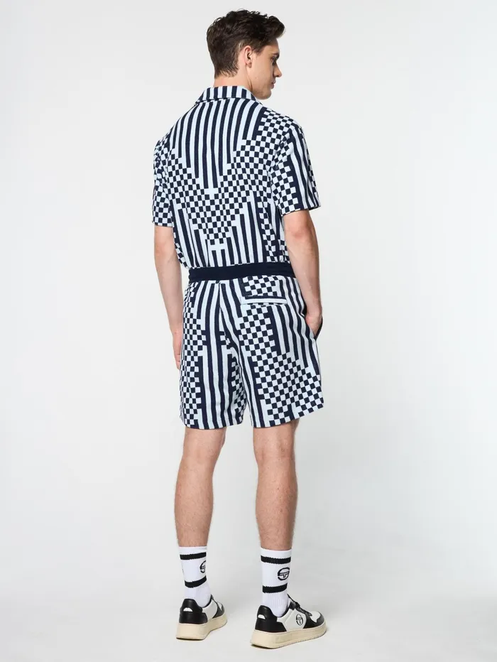 Men Shorts And Swim Sergio Tacchini Piastrella Terry Cabana Short Maritime Blue
