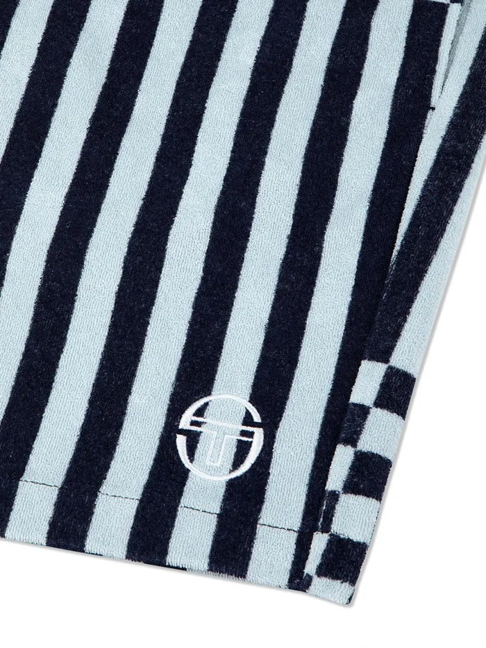 Men Shorts And Swim Sergio Tacchini Piastrella Terry Cabana Short Maritime Blue