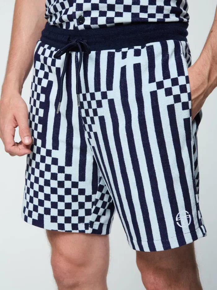 Men Shorts And Swim Sergio Tacchini Piastrella Terry Cabana Short Maritime Blue