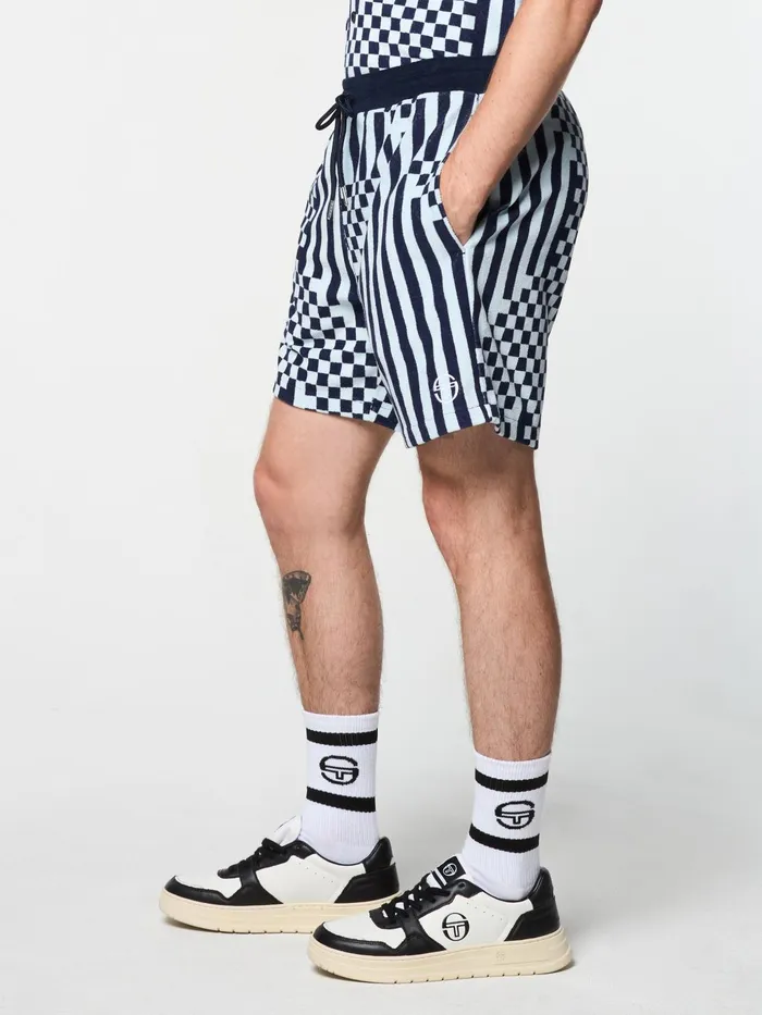 Men Shorts And Swim Sergio Tacchini Piastrella Terry Cabana Short Maritime Blue