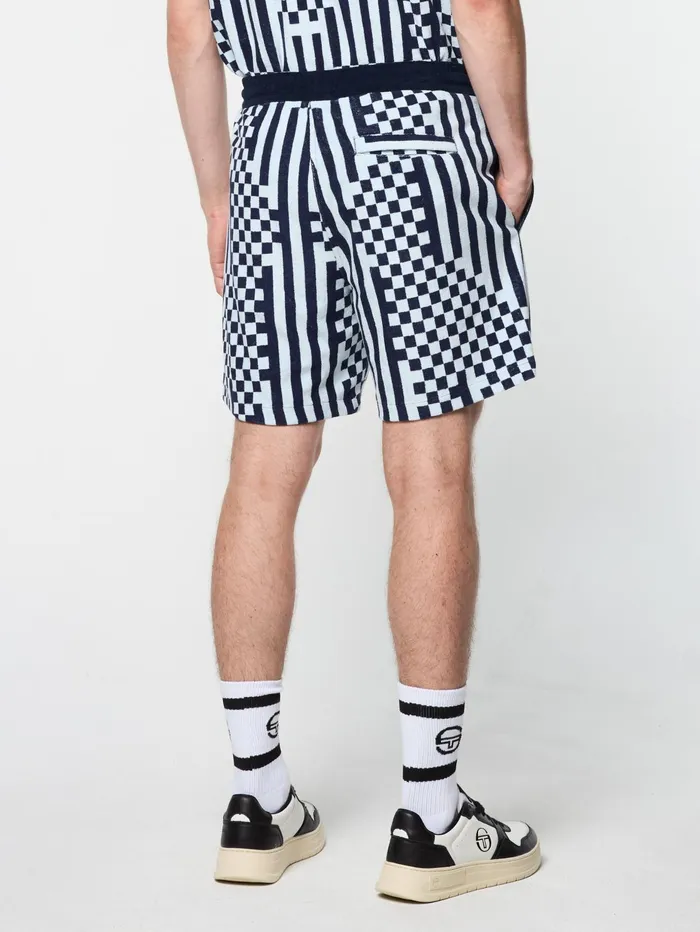 Men Shorts And Swim Sergio Tacchini Piastrella Terry Cabana Short Maritime Blue