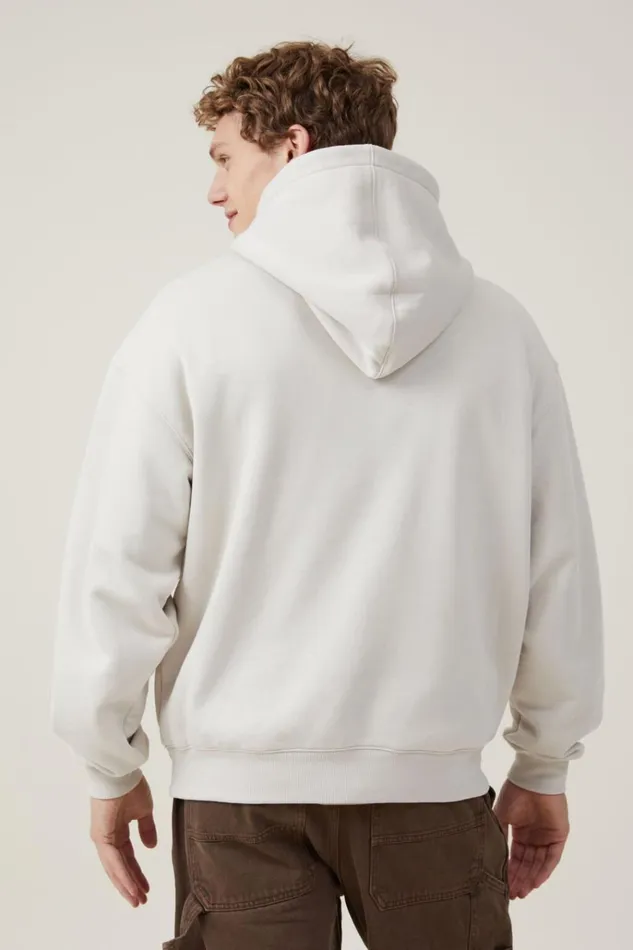 Men Sweats and Hoodies Cotton On Box Fit Hoodie Bone Men Sweats and Hoodies Cotton On Box Fit Hoodie Bone