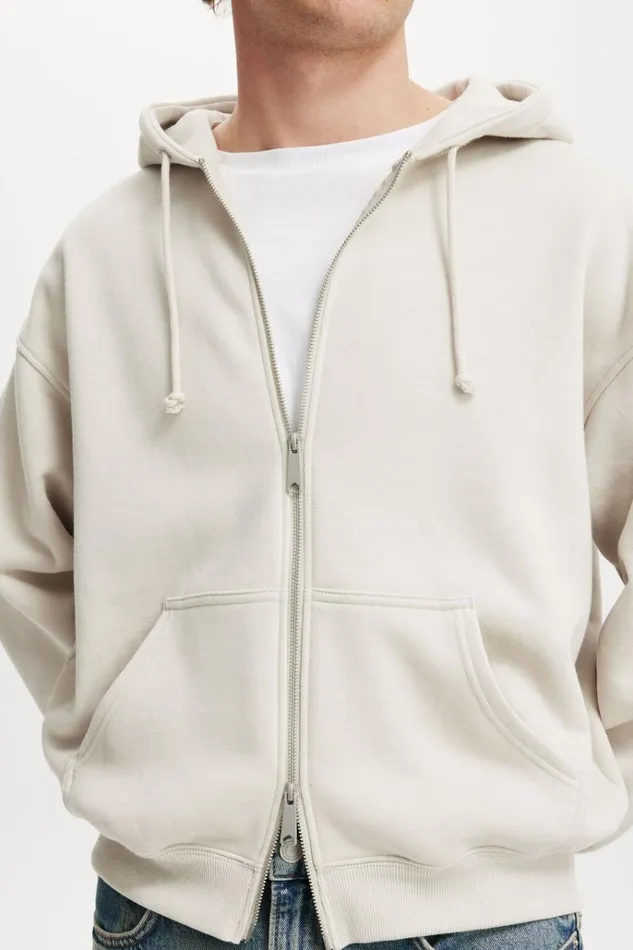 Men Sweats and Hoodies Cotton On Box Fit Zip Up Hoodie Bone Two Way Zip Men Sweats and Hoodies Cotton On Box Fit Zip Up Hoodie Bone Two Way Zip