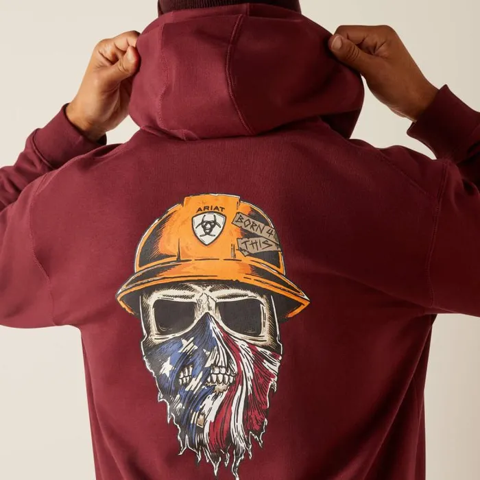 Men Sweatshirts and Hoodies Ariat Rebar Born For This Full Zip Hoodie Burgundy Men Sweatshirts and Hoodies Ariat Rebar Born For This Full Zip Hoodie Burgundy