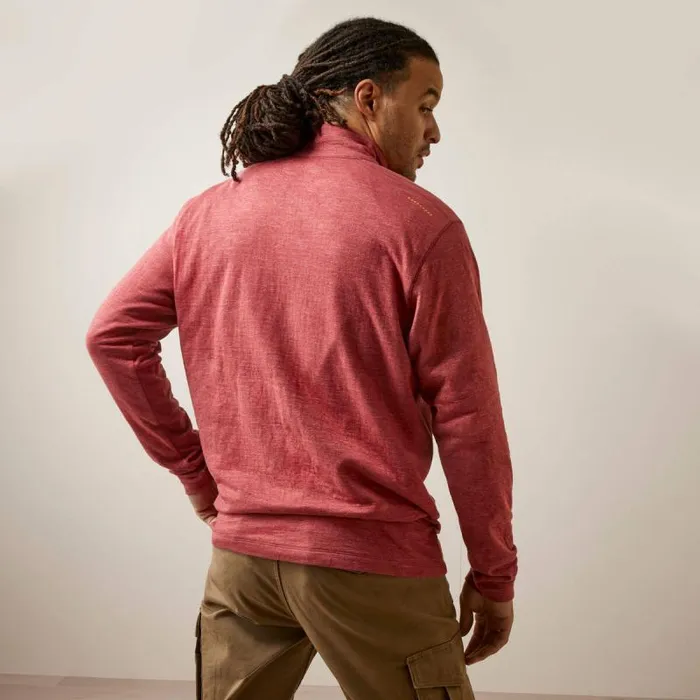 Men TShirts and Polos Ariat Rebar Foundation 14 Zip Shirt Brick Red